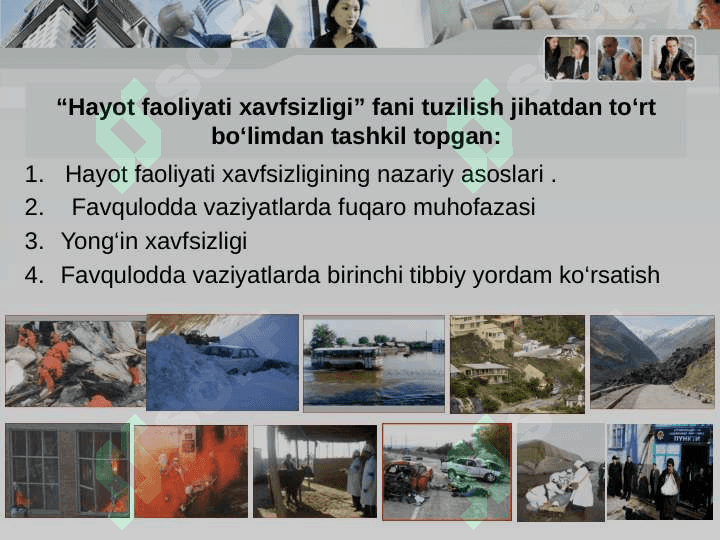 HАYOT   FAOLIYATI  ХАVFSIZLIGI  FANIGA  KIRISH 5