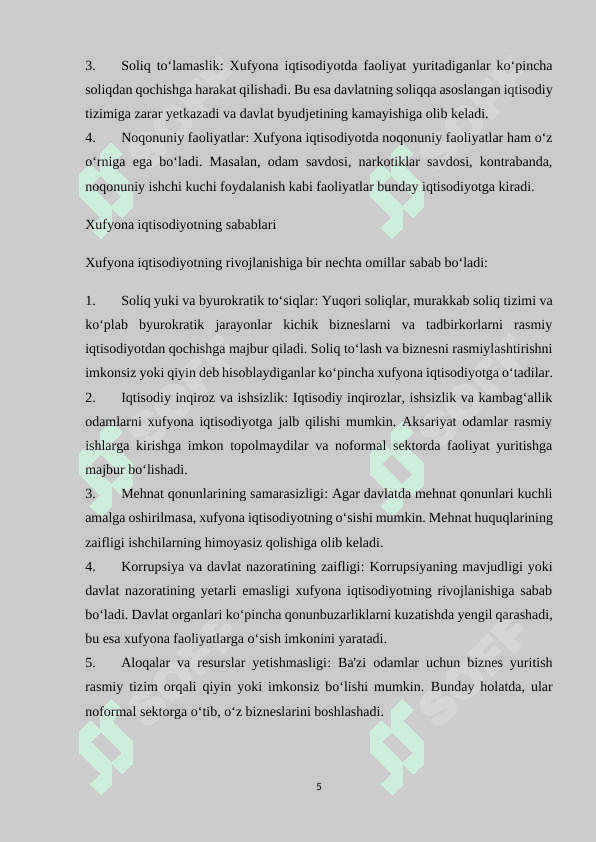 Mavzu: Xufyona iqtisodiyot. KURS ISHI 5