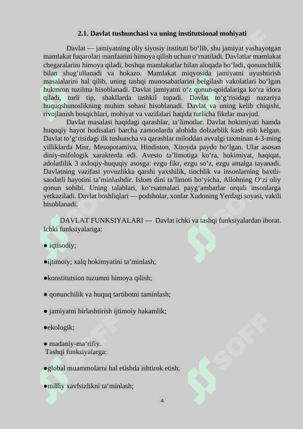 MAVZU: DAVLAT INSTITUTSIONAL TASHKILOT SIFATIDA. Kurs ishi 4