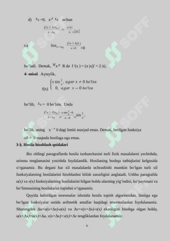Bir o‘zgaruvchili funksiyaning monotonligi va ekstremumi 8