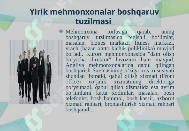 Mehmonxonalarning tashkiliy-boshqarish tuzilmasi 4