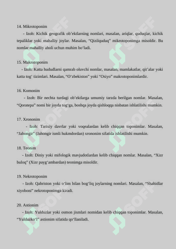 Toponimika va uning turlari bo’yicha glossariy 3