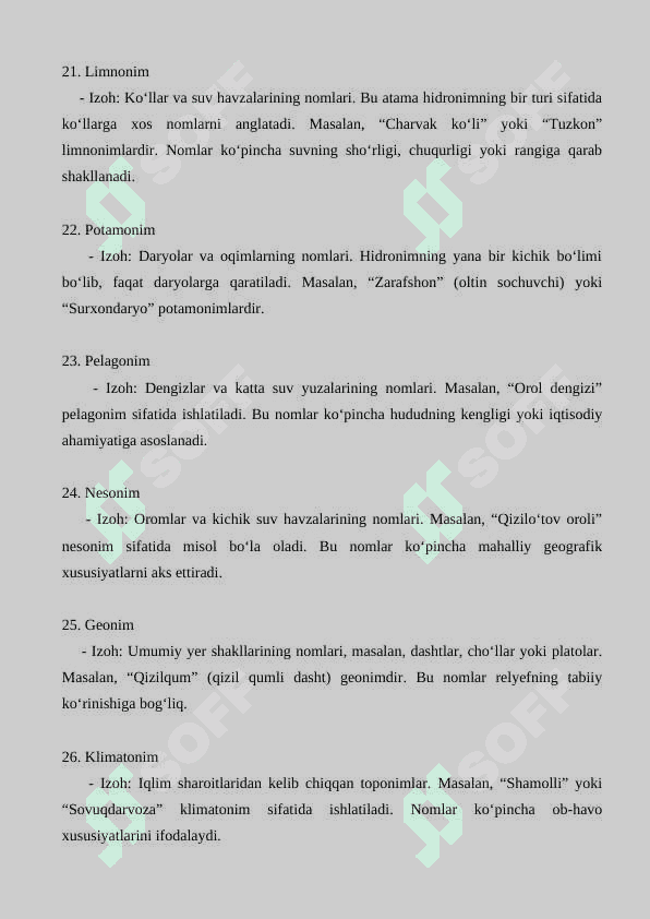 Toponimika va uning turlari bo’yicha glossariy 4