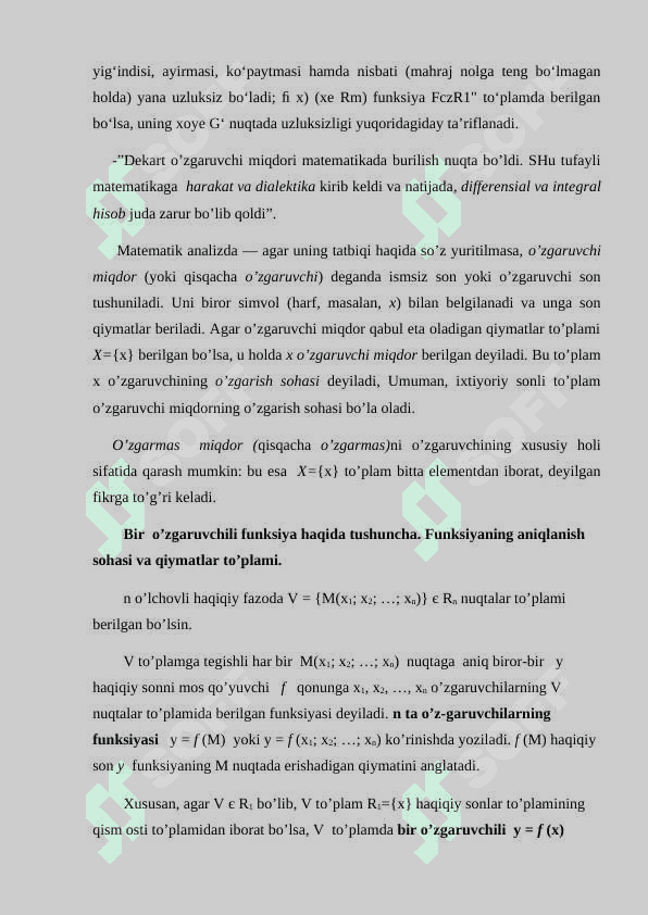 Bir o’zgaruvchili uzluksiz funksiyalar kurs ishi mat-analiz 5
