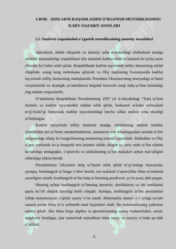 Birinchi sinfda sonlarni raqamlashga o`rgatish 6