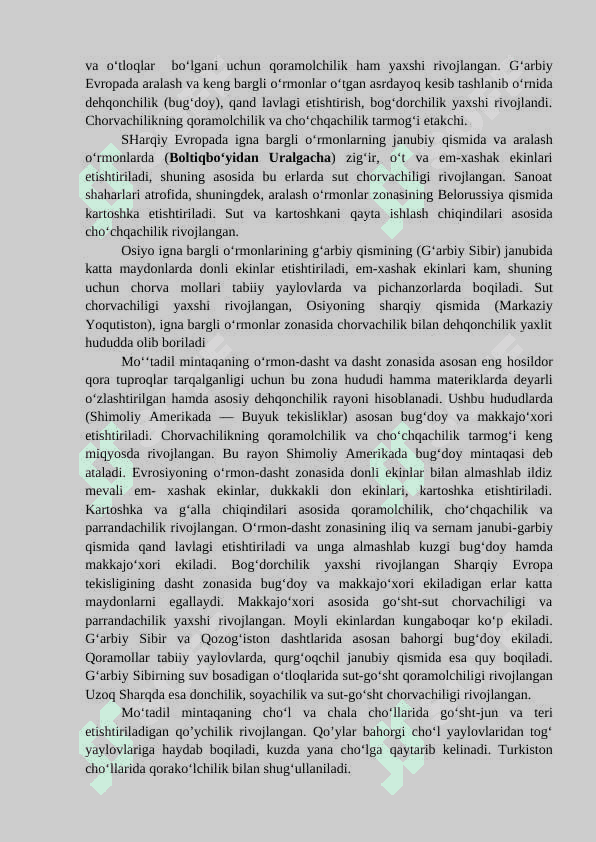 Jahon qishloq xo’jalik geografiyasi 2