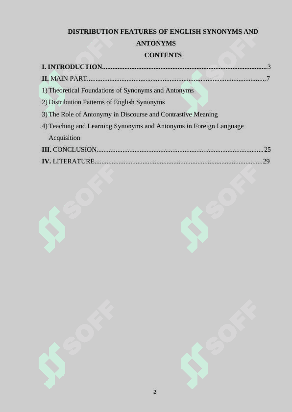 DISTRIBUTION FEATURES OF ENGLISH SYNONYMS AND ANTONYMS 2