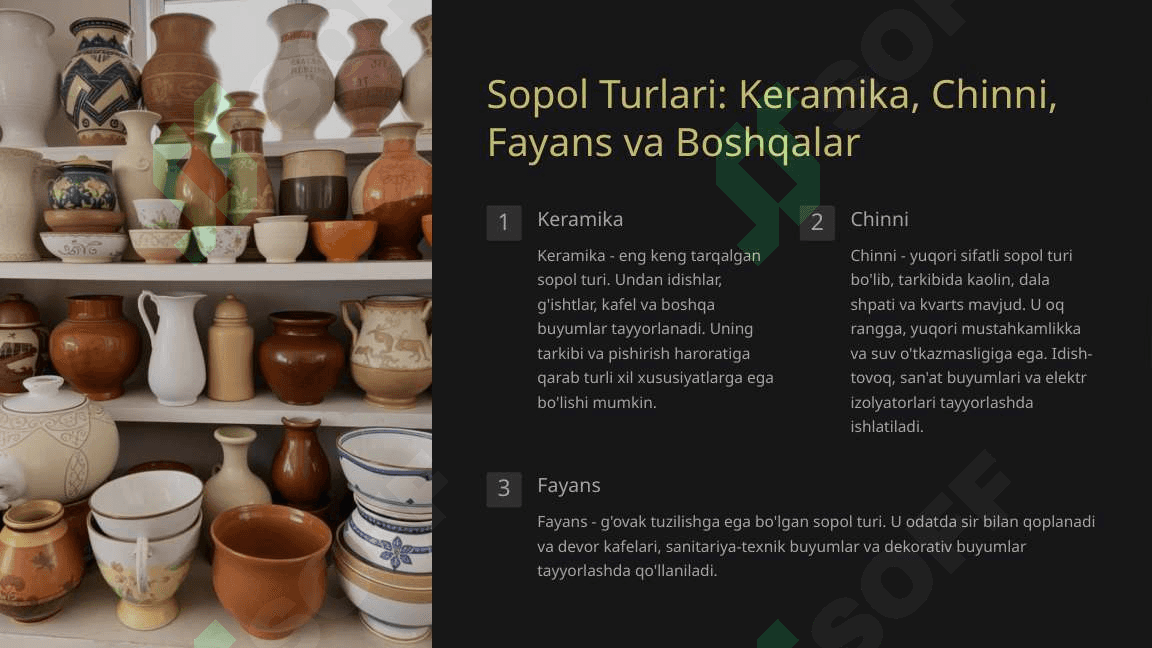 Sopol buyumlar to'g'risida umumiy ma'lumotlar 4