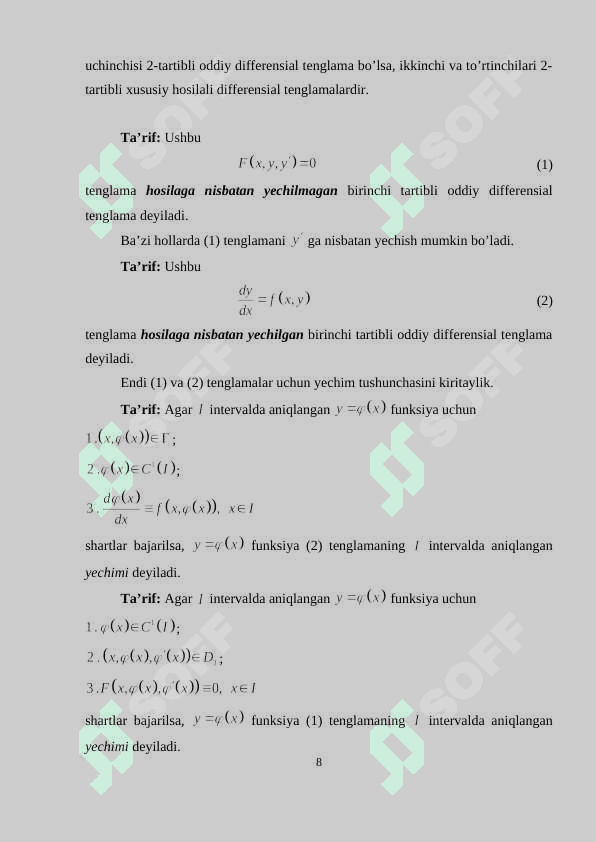 Chiziqli bo’lmagan tenglamalar 8