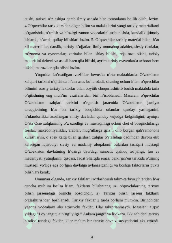 Tarix darslarida tarixiy bilimlarni shakllanishi 6
