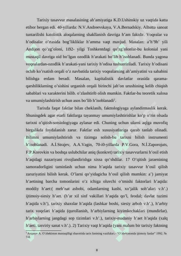 Tarix darslarida tarixiy bilimlarni shakllanishi 8