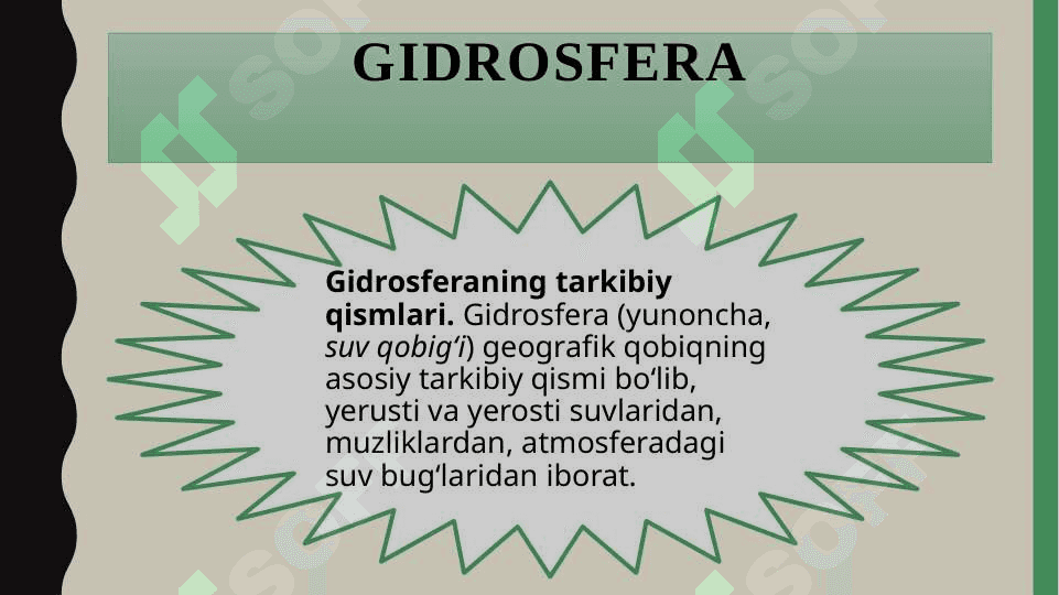 Yerning geografik qobig'i Gidrosfera 6