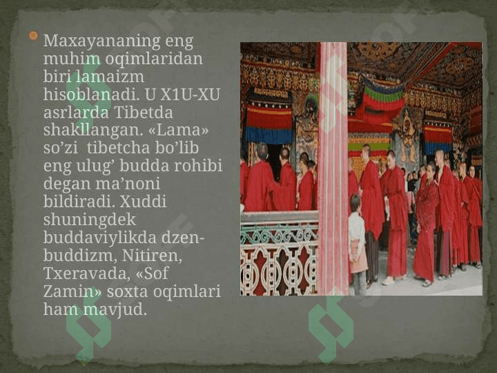 Buddaviylik yo’nalishlari 7