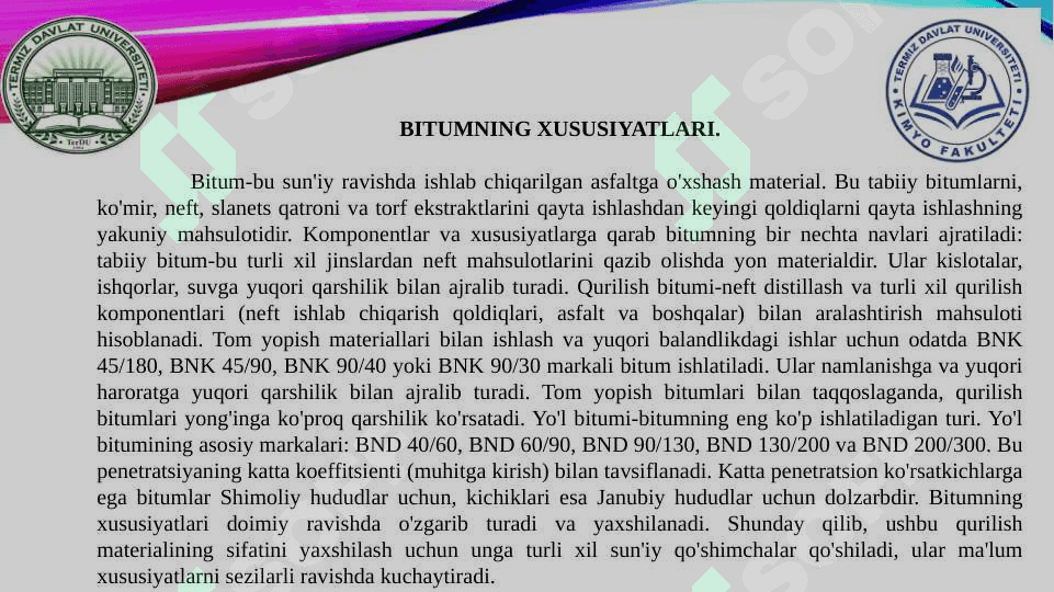 Ikkilamchi rezina chiqindi mahsulotlari bilan modifikatsiyalangan 3