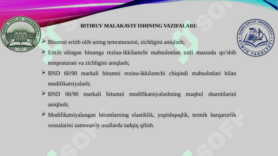 Ikkilamchi rezina chiqindi mahsulotlari bilan modifikatsiyalangan 5