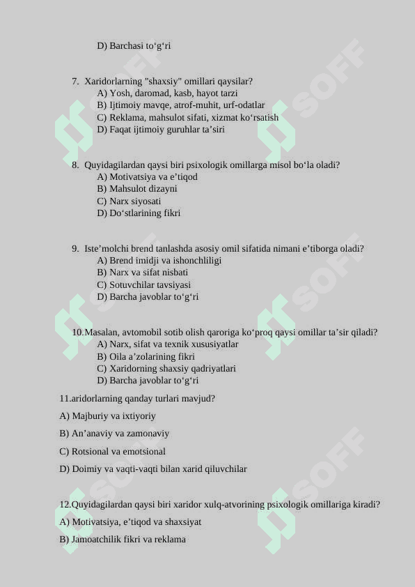 ISTE'MOL BOZORIDA XARIDORLAR XULQ-ATVORINI O‘RGANISH 2