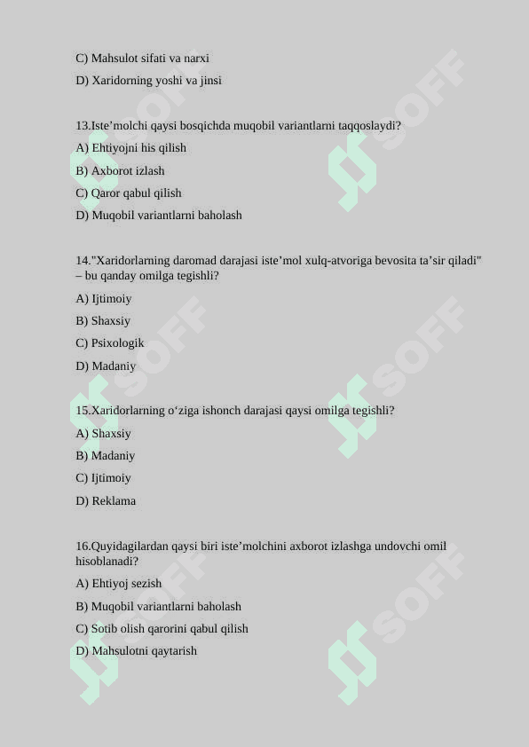 ISTE'MOL BOZORIDA XARIDORLAR XULQ-ATVORINI O‘RGANISH 3