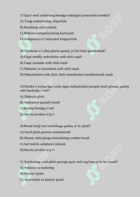 ISTE'MOL BOZORIDA XARIDORLAR XULQ-ATVORINI O‘RGANISH 4