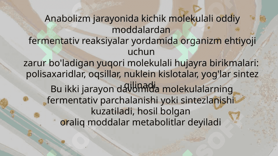 Katabolizm va anabolizm . Uning normal va patologik holatdagi o'zgarishlari 4