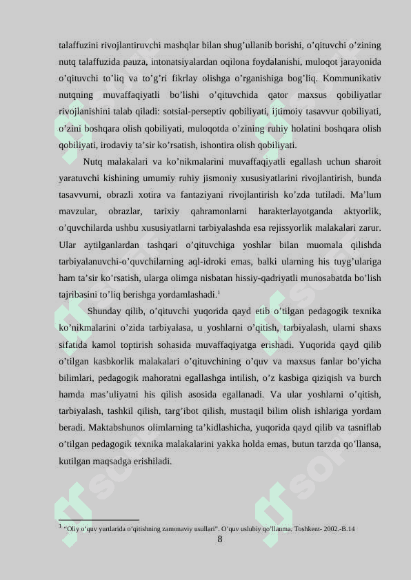 Tarix va ijtimoiy fanlar o’qituvchisining nutq madaniyati va unga qo’yiladigan talablar 8