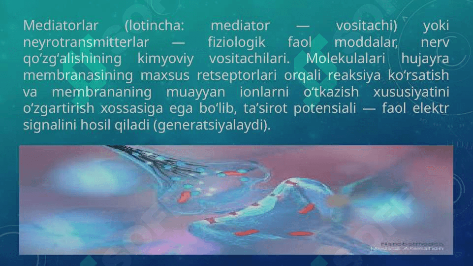 Neyromediatorlar biosintezi, ahamiyati va kasalliklari 3