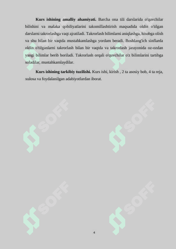BOSHLANG`ICH SINFLARDA ONA TILIDAN O`QUVCHILARNING MUSTAQIL ISHLARI 4