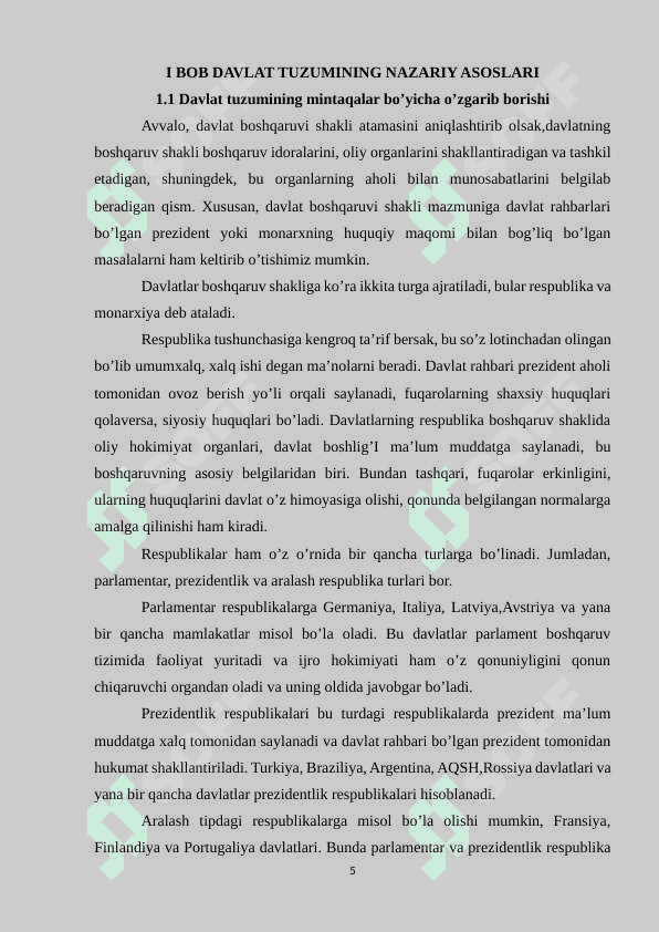 Jahon mamlakatlarining davlat tuzumlari 5