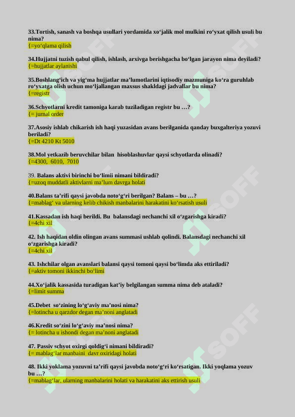 Buxgalteriya yakuniy savol-javob 400 talik 3