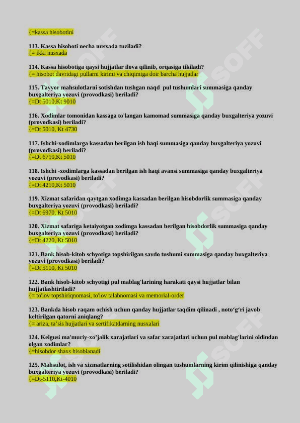 Buxgalteriya yakuniy savol-javob 400 talik 8