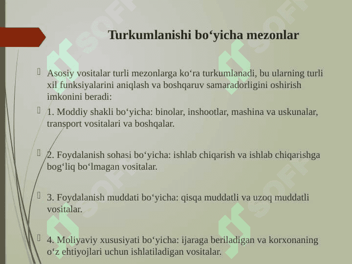 Asosiy vositalarning turkumlanishi 4