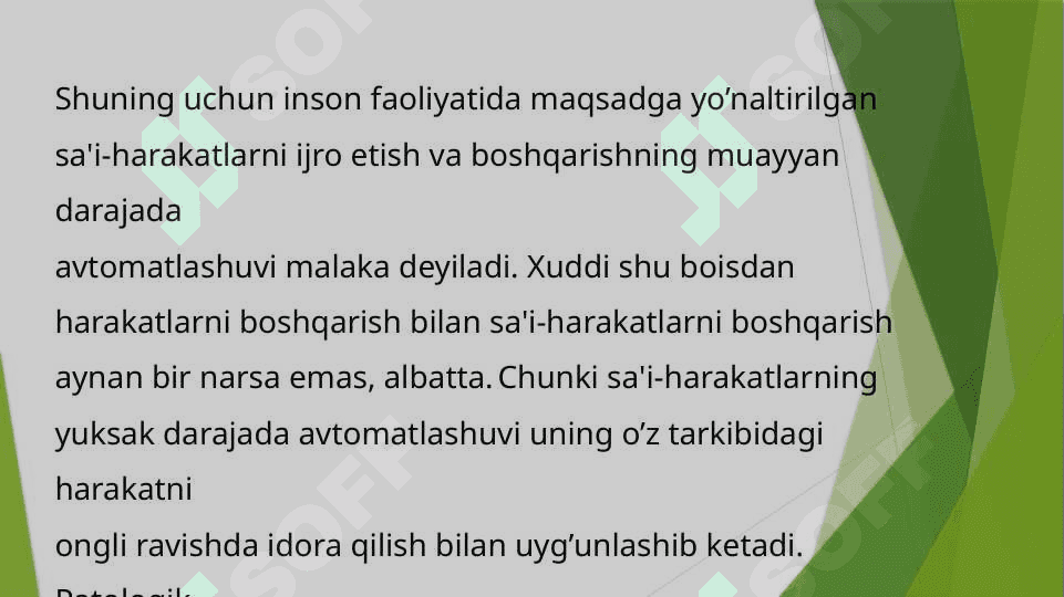 Faoliyatning o’zlashtirilishi va 	malakalarni egallash 3