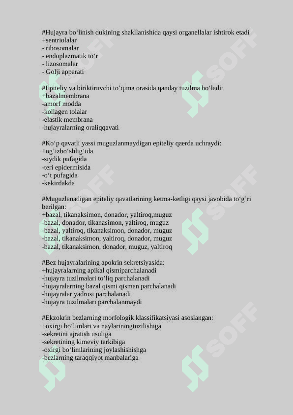 gistalogiya test javobli 2