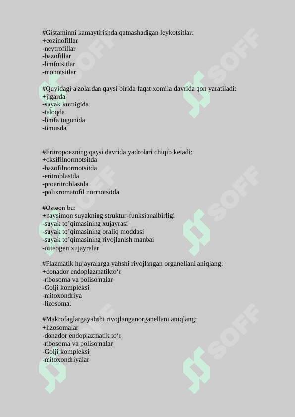 gistalogiya test javobli 3