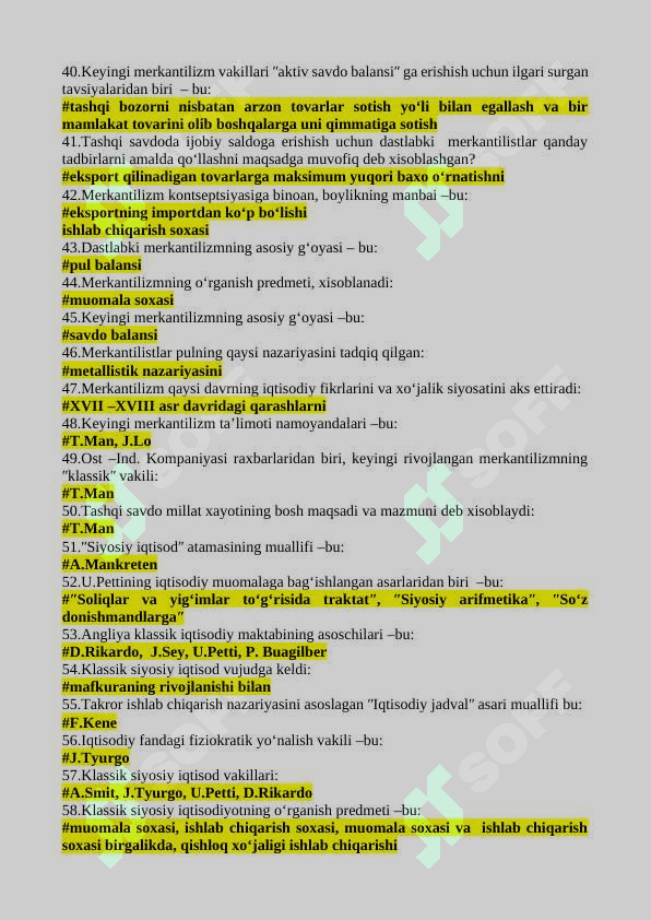 Iqtisodiy ta'limotlar tarixi  200 TALIK savol-javoblar 3
