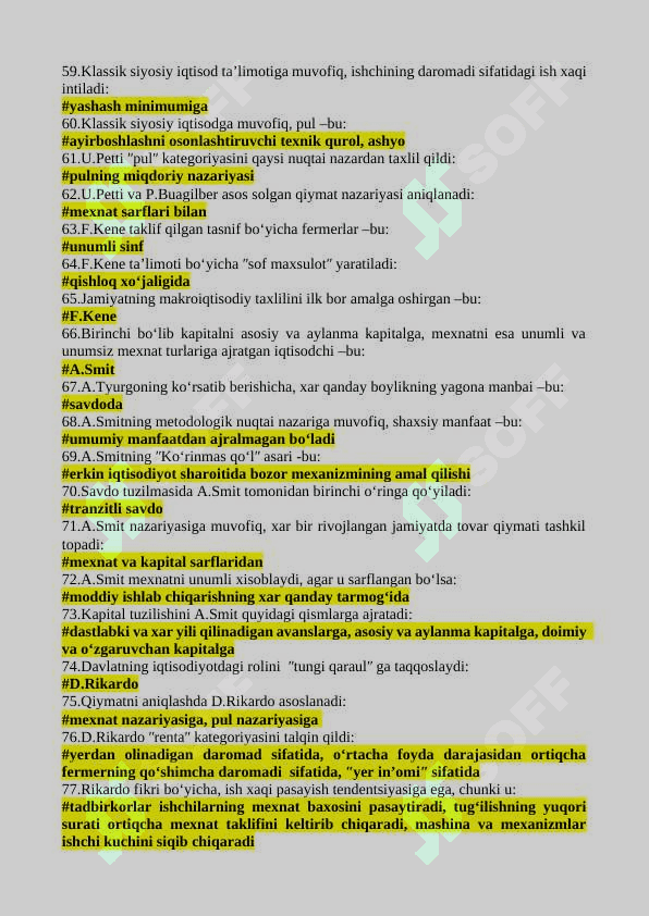 Iqtisodiy ta'limotlar tarixi  200 TALIK savol-javoblar 4