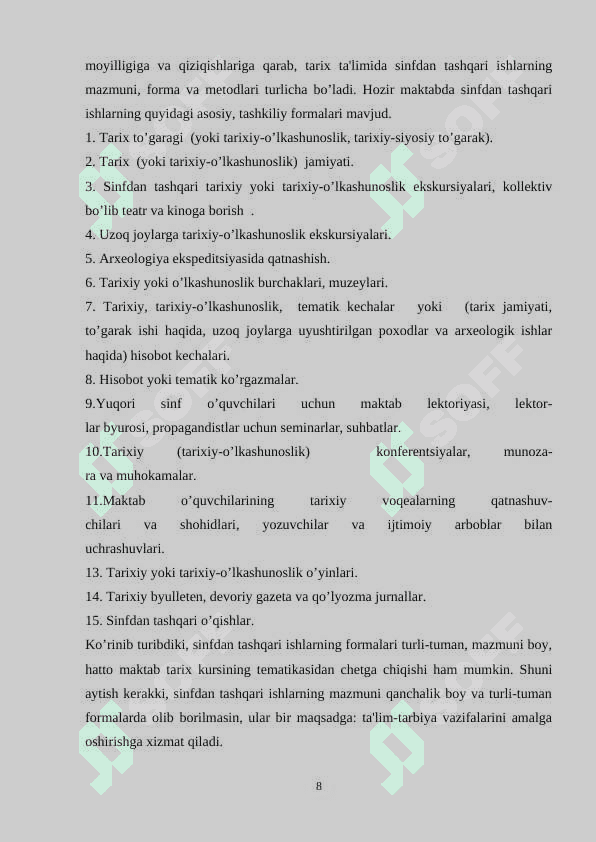 Maktabda tarix fani to’garagi faoliyatini tashkil etish 8
