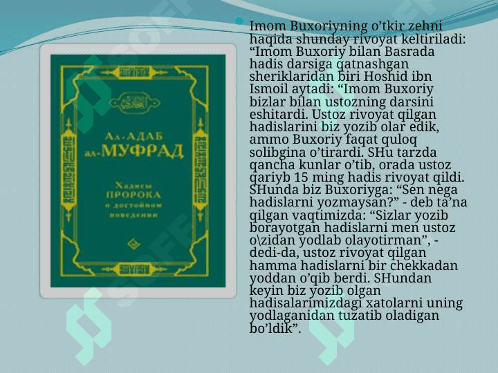 ISLOM DUNYOSIDAGI MASHXUR AJDODLARIMIZ. 8