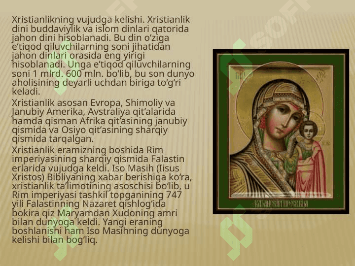 XRISTIAN DINI  provaslav katolik protastantizm asosiy masxablari 2