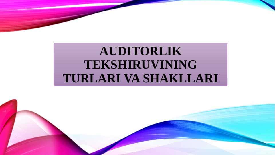 Auditorlik tekshiruvi turlari