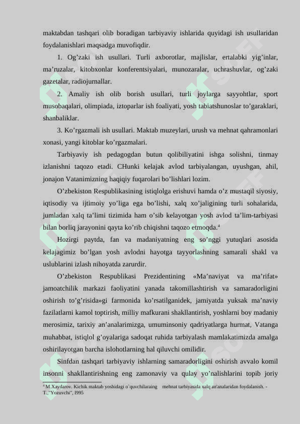 Sinfdan tashqari tarbiyaviy ishlarni tashkil qilish 8