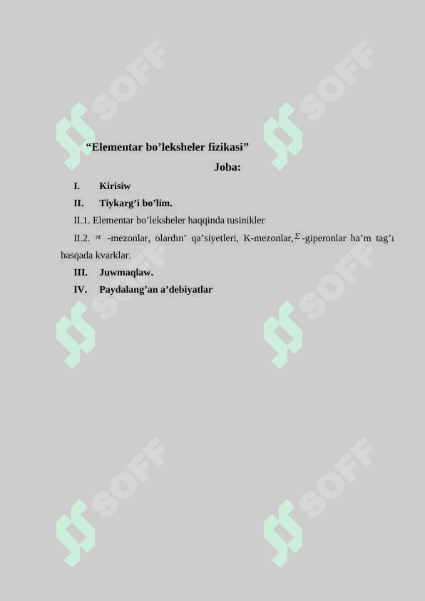 Elementar bo’leksheler fizikasi 2