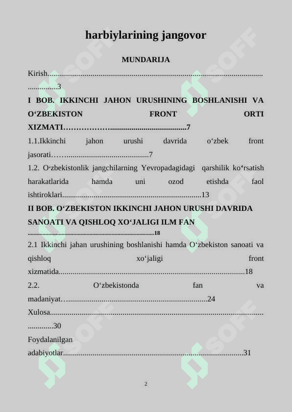 Ikkinchi jahon urushi yillarida Oʻzbekiston harbiylarining jangovor 2