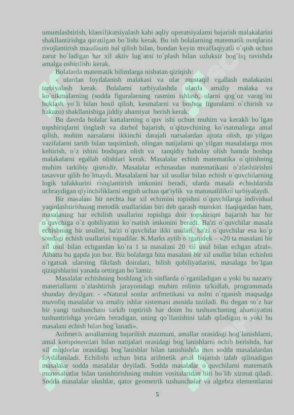 O`quvchilarda masala yechish uquvini shakllantirish 5