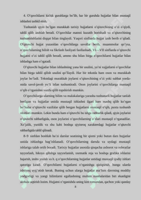 10-Sinfda O’zbekiston tarixini o’qitishda davriy maatbuot matreriallaridan foydalanish 8
