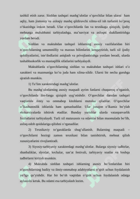 O’quvchilar bilan sinfdan va maktabdan tashqari tarbiyaviy ishlar 7