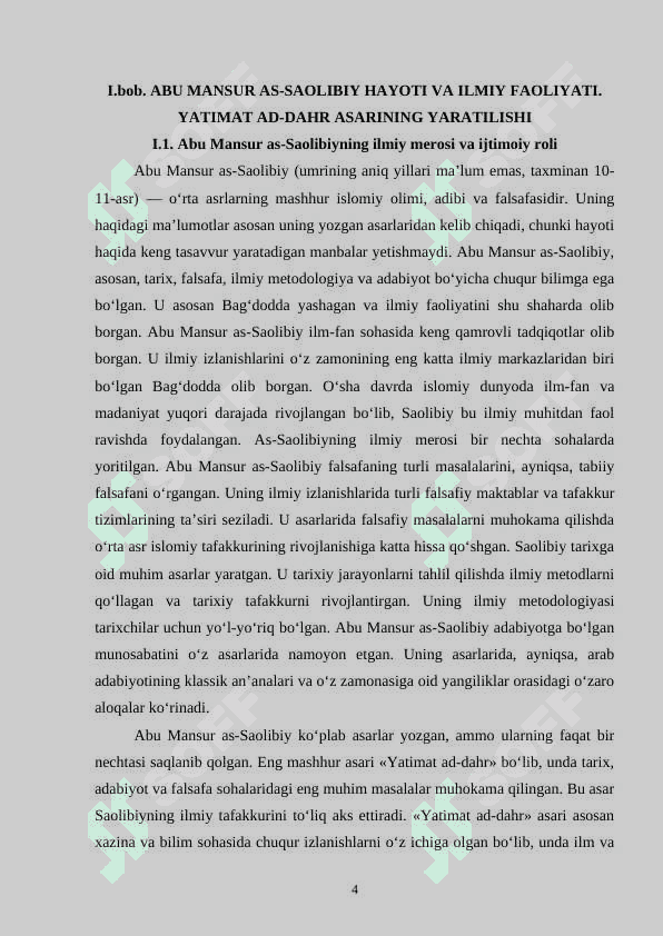 ABU MANSUR AS-SAOLIBIY VA UNING YATIMAT AD-DAHR ASARI kurs ishi 4