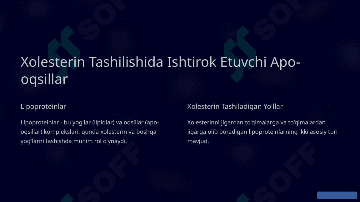 Xolesterin Tashilishida Qatnashuvchi Apo-oqsillar 3
