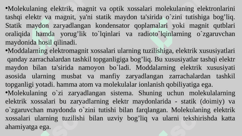 Molekula tashqi elektr maydonida 2