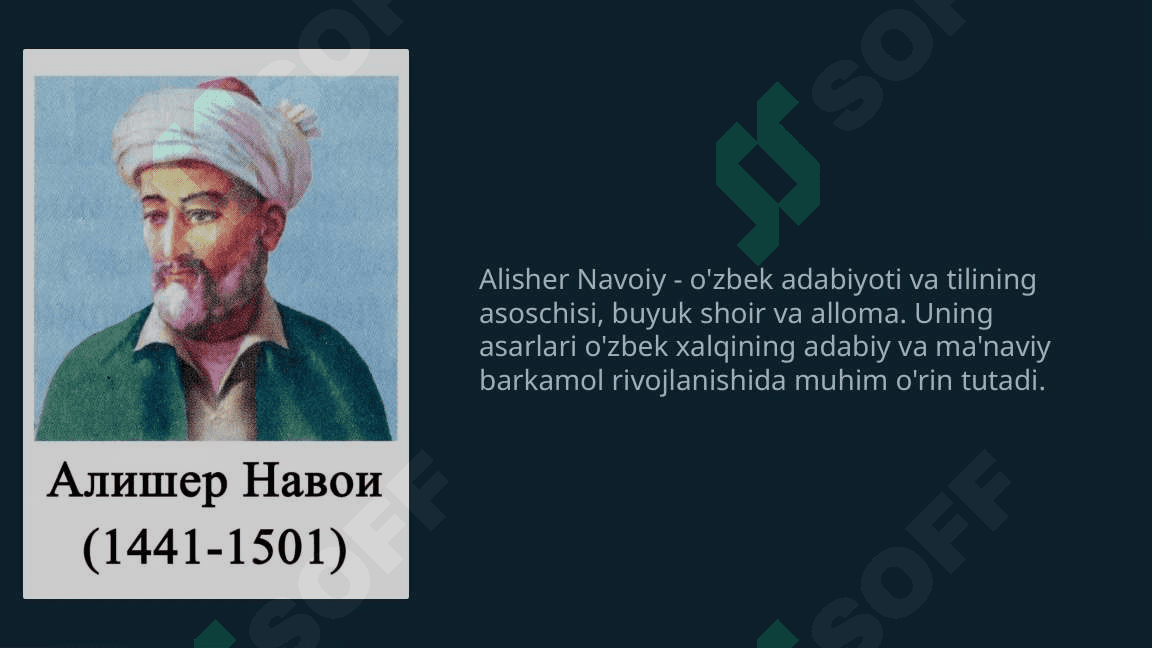 Alisher Navoiy - O‘zbek tilining asoschisi.Zahiriddin Muhammad Bobur hayoti va ijodi_1 3