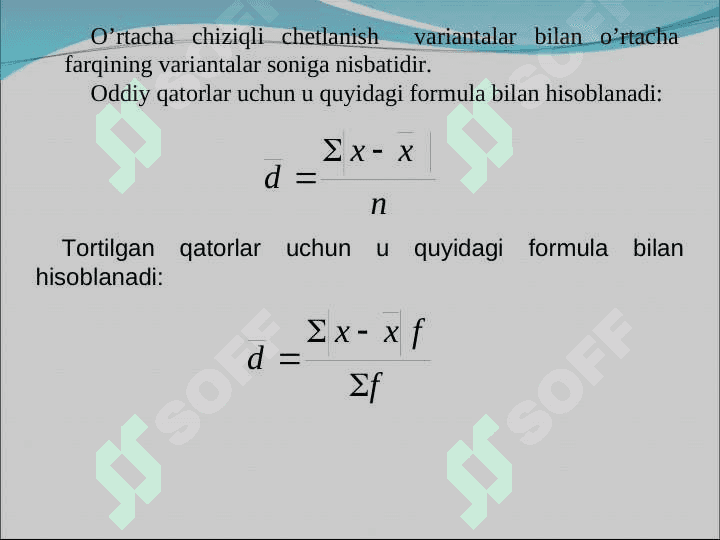“STATISTIKDA VARIATSIYANI BAHOLASH USULLARI VA DISPERSION TAHLIL ASOSLARI” pptx 4